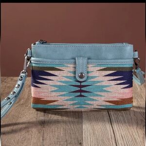 Wrangler Southwestern Art_Print Clutch/Crossbody, Turquoise